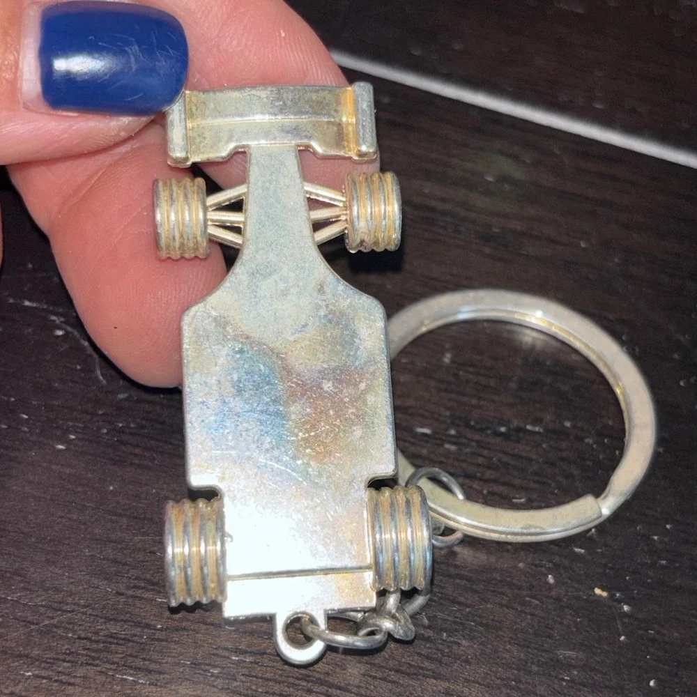 Vintage‎ | Silver Tone | Formula 1 Race Car | Keychain | F1 Sports Car Key Ring